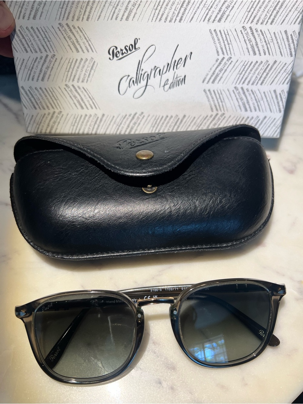Persol Men’s Gray Gradient Sunglasses with Black Leather Case